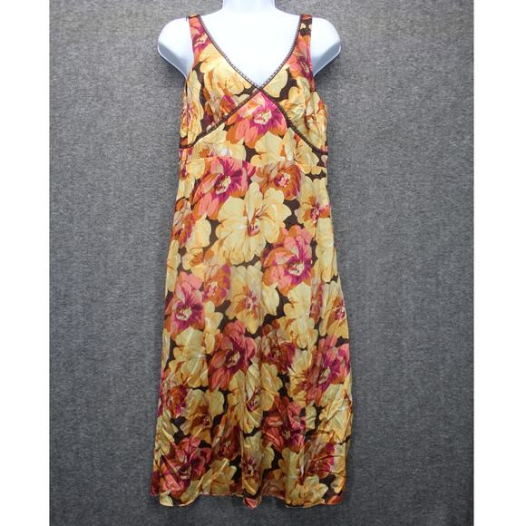 J.Crew Dress Women 4 Yellow Floral Silk Fit & Flare Midi Sleeveless V Neck Lace - Picture 1 of 5